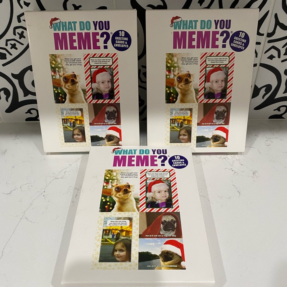 3 New Boxes of What Do You Meme Box 10 Christmas Greeting Cards Envelopes